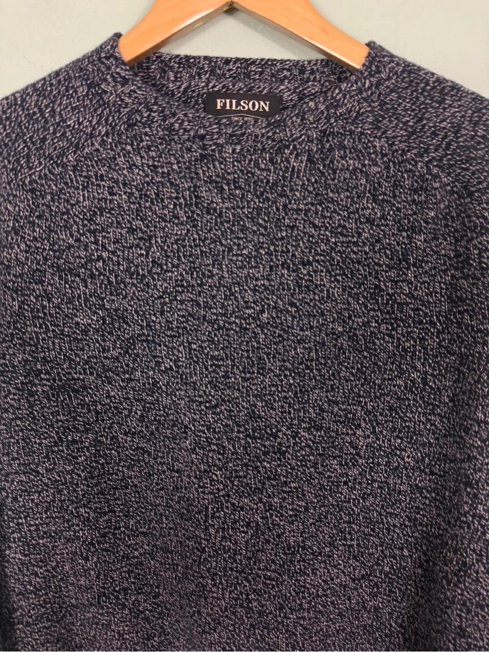 Filson Men’s 4GG Crewneck Sweater Navy Marled 100% Wool XL Pullover_3